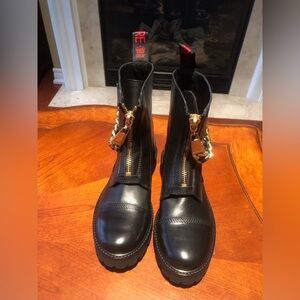 Zadig & Voltaire Black Leather Boots with Gold Zippers